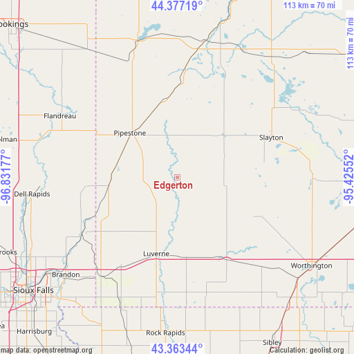 Edgerton on map