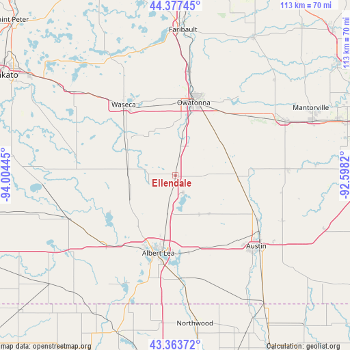 Ellendale on map
