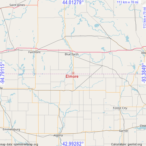 Elmore on map