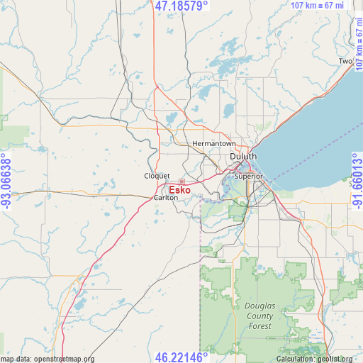 Esko on map