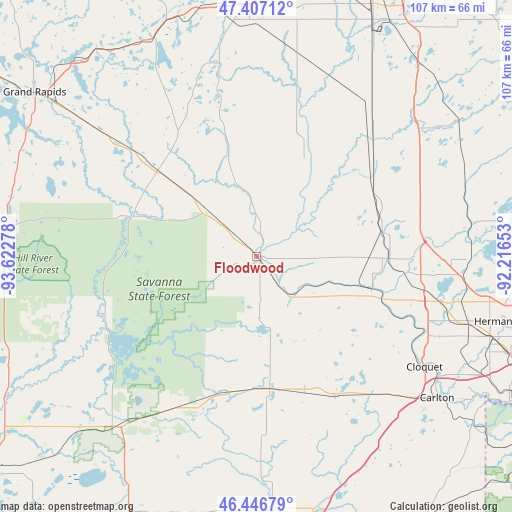 Floodwood on map