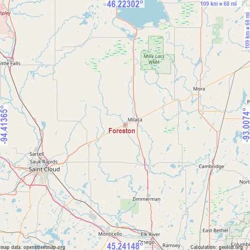 Foreston on map