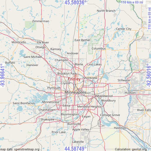 Fridley on map