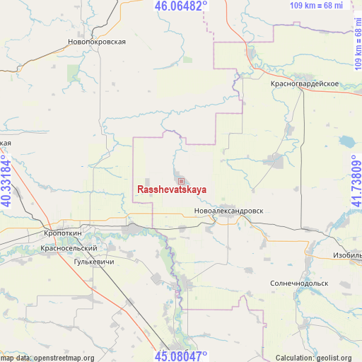 Rasshevatskaya on map