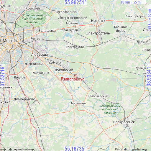 Ramenskoye on map