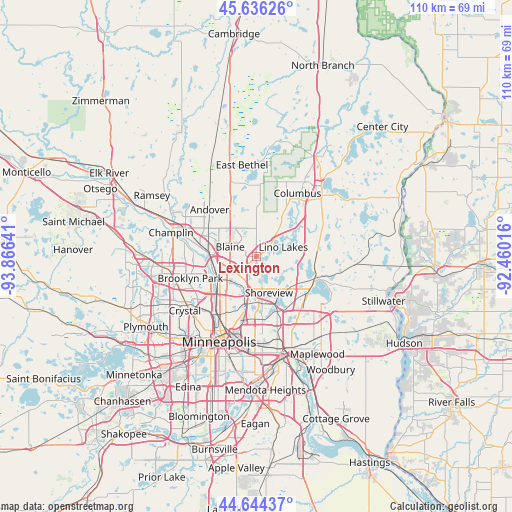 Lexington on map