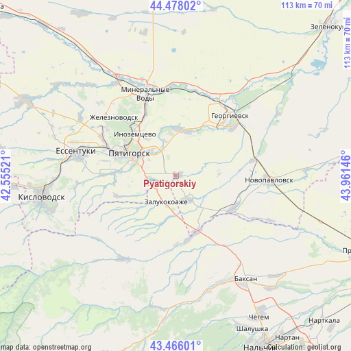 Pyatigorskiy on map
