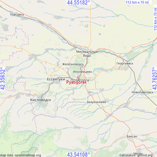 Pyatigorsk on map