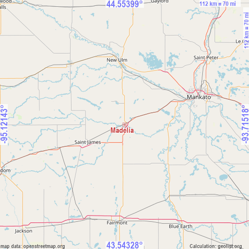 Madelia on map