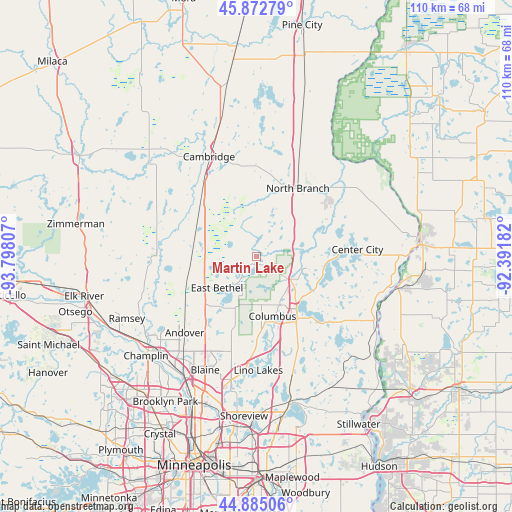 Martin Lake on map