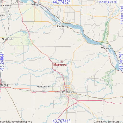 Mazeppa on map