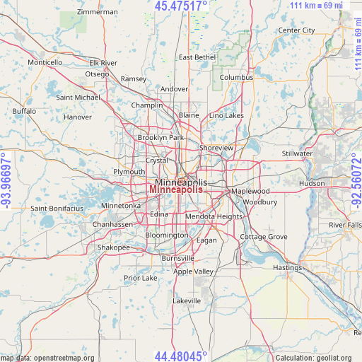 Minneapolis on map