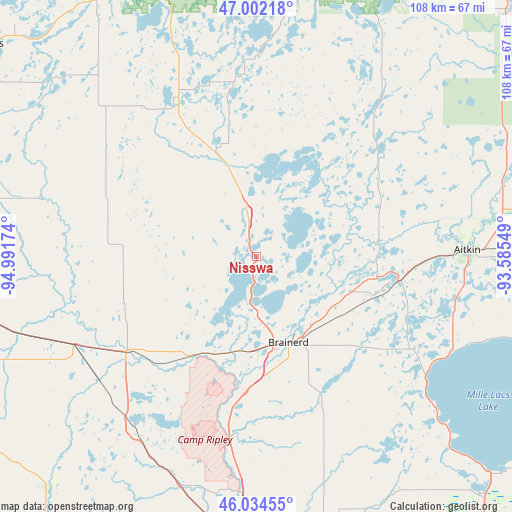 Nisswa on map