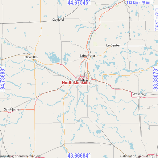 North Mankato on map