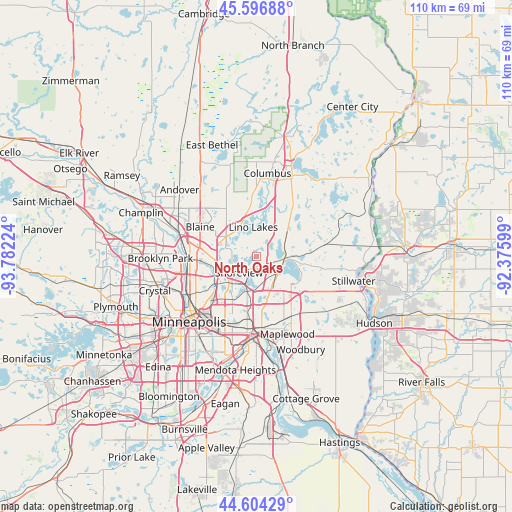 North Oaks on map