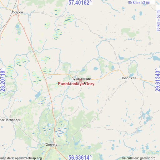 Pushkinskiye Gory on map