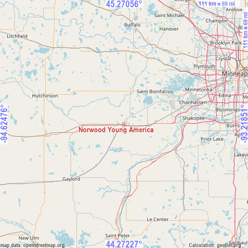 Norwood Young America on map