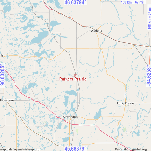 Parkers Prairie on map