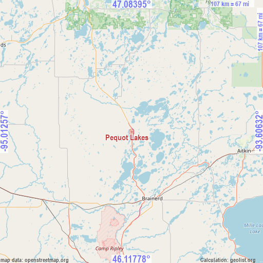 Pequot Lakes on map