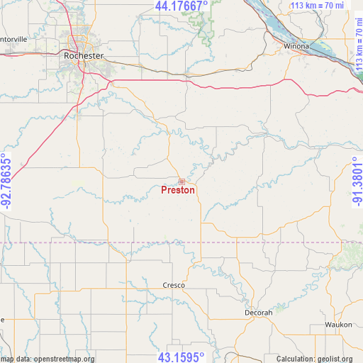 Preston on map