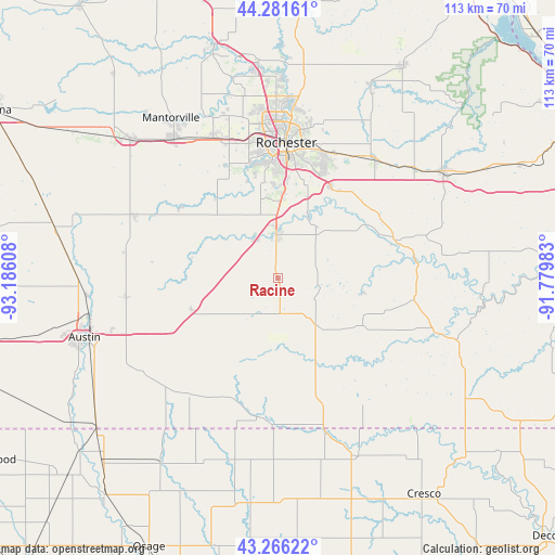 Racine on map
