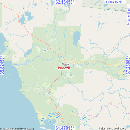 Pudozh on map