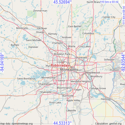 Robbinsdale on map