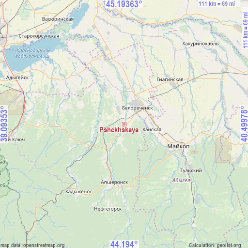 Pshekhskaya on map