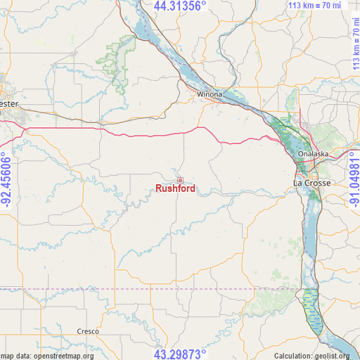 Rushford on map