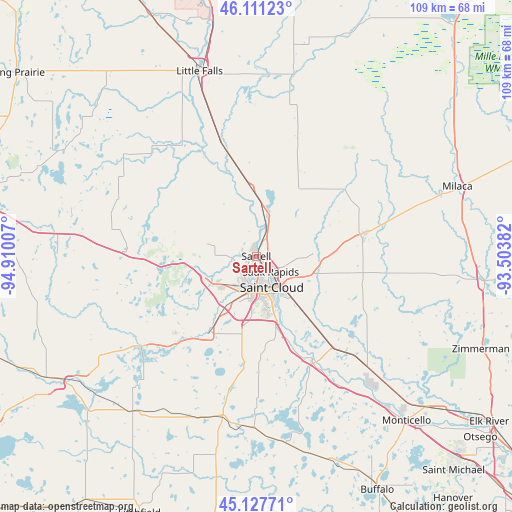 Sartell on map