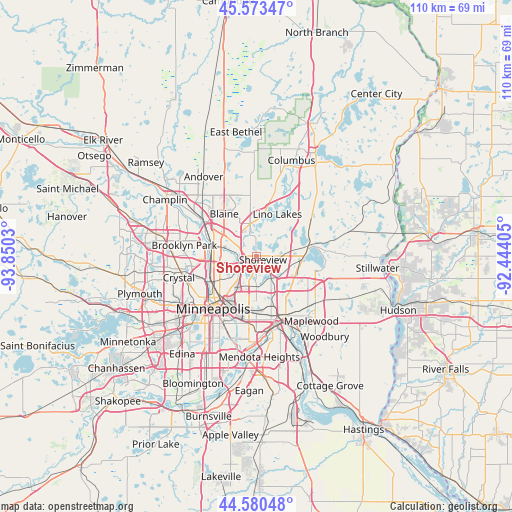 Shoreview on map