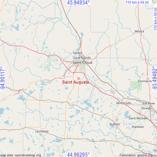Saint Augusta on map