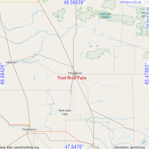 Thief River Falls on map