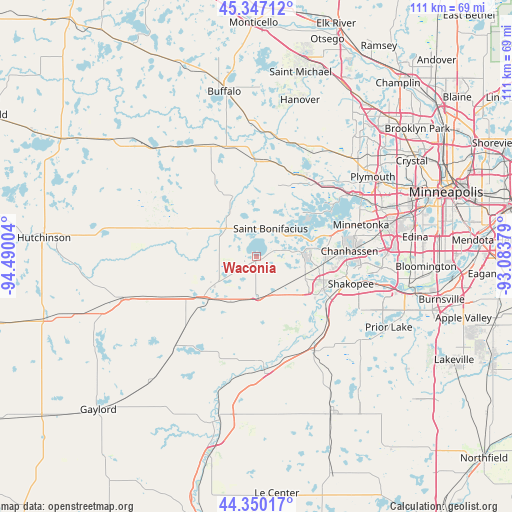 Waconia on map