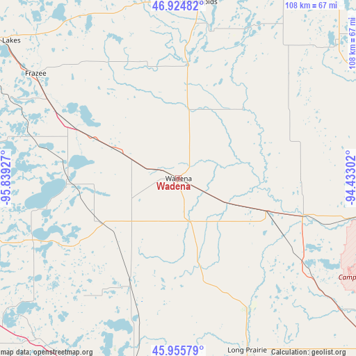 Wadena on map