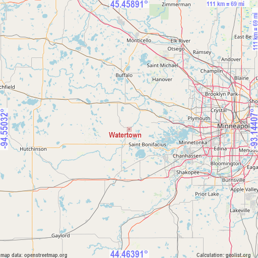 Watertown on map