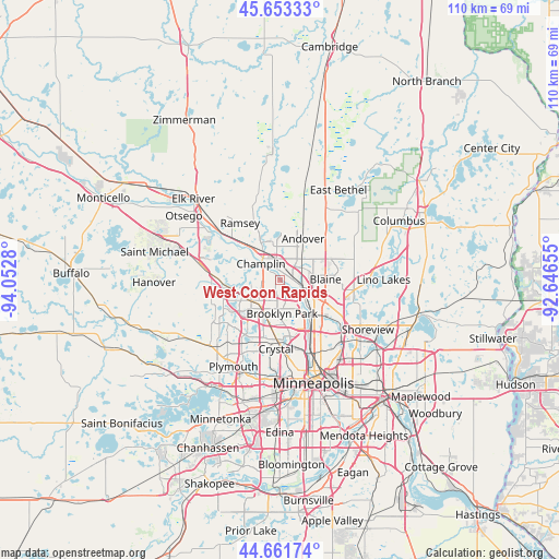 West Coon Rapids on map