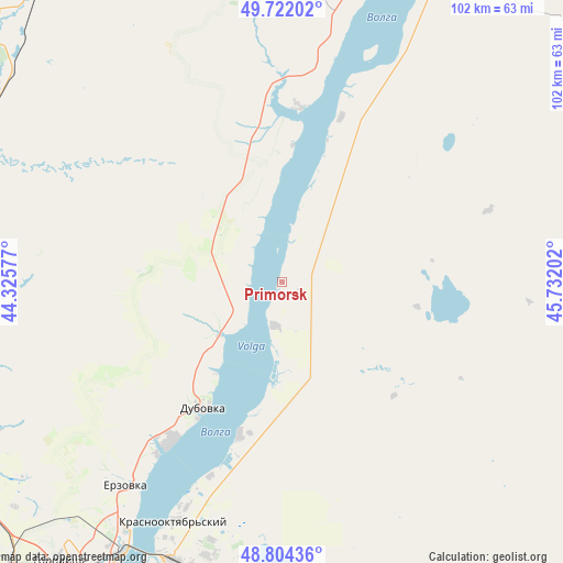 Primorsk on map
