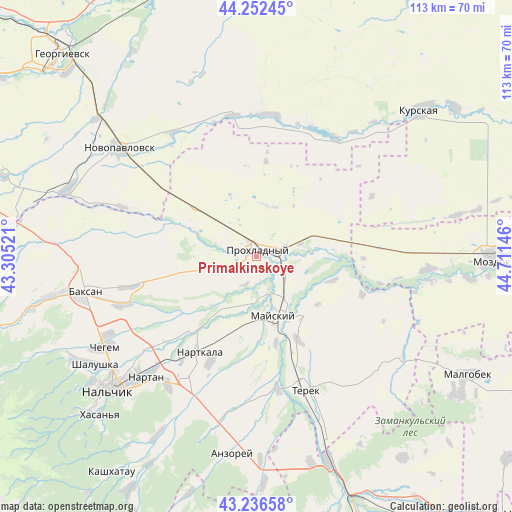 Primalkinskoye on map