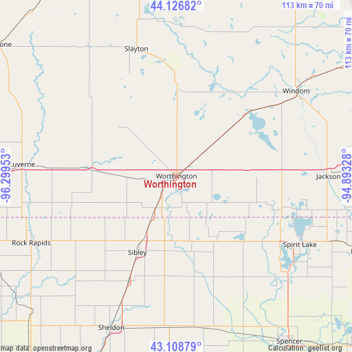 Worthington on map