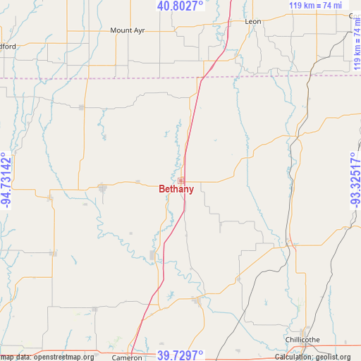 Bethany on map