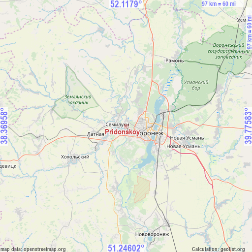 Pridonskoy on map