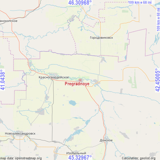 Pregradnoye on map