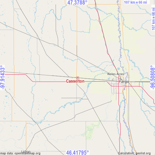 Casselton on map