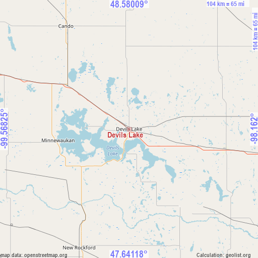 Devils Lake on map
