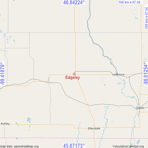 Edgeley on map