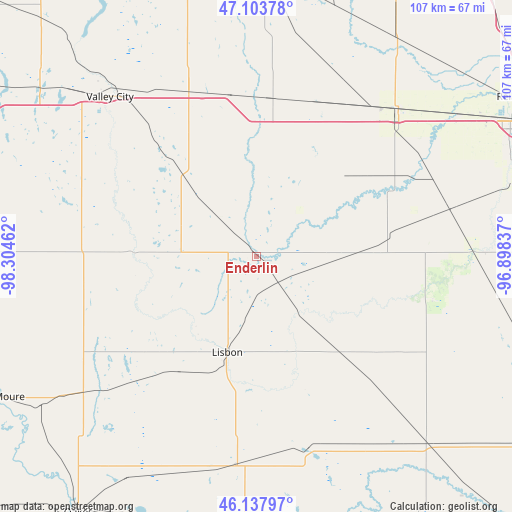 Enderlin on map