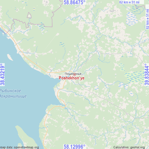 Poshekhon’ye on map