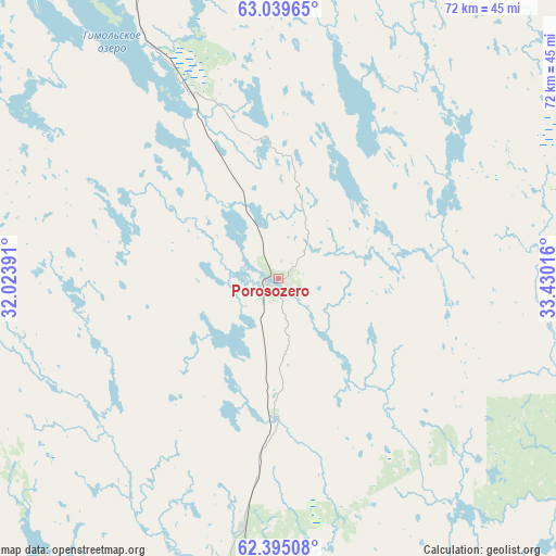 Porosozero on map