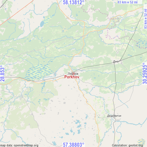 Porkhov on map